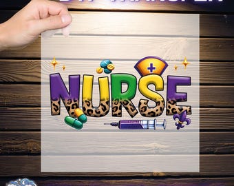 Mardi Gras Nurse Ready To Press, Nurse Mardi Gras DTF, Mardi Graas Gift DTF, Nurse Gift DTF