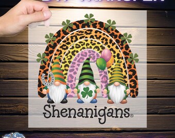 Shenanigans With My Gnomies Rainbow St Patricks Day Ready To Press, Cute St Patrick’s Day Gnome DTF, Rainbow Shamrock Gnome DTF