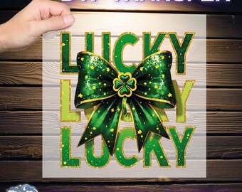 Saint Patrick day Ready To Press, Glitter Lucky DTF, Lucky bow DTF Transfers, Coquette bow DTF, Green coquette bow Dtf, Luckly  Coquette Dtf