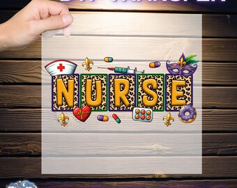 Mardi Gras Nurse Ready To Press, Nurse Mardi Gras DTF, Mardi Graas Gift DTF, Nurse Gift DTF