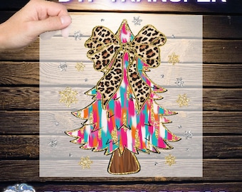 Coquette Colorful Glitter Christmas Tree Ready To Press, Coquette Christmas DTF, Chirtmas DTF Transfers, Christmas Family tree DTF