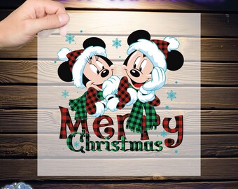 Vintage Mickey And Minnie  Christmas Ready To Press, Disney Christmas Lights DTF,  Mickey Very Merry Christmas  DTF Transfers