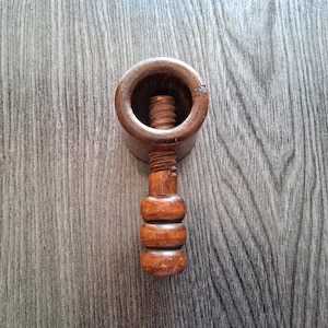 Vintage Wooden Screw Nutcracker: Functional Wood Nut Opener