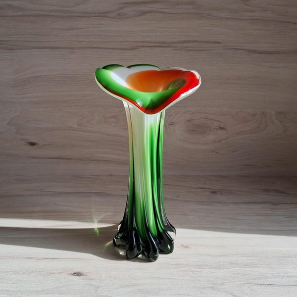 Vintage Murano Glas Jack in the Pulpit Vase: Mundgeblasenes italienisches Kunstglas
