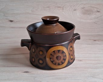 Vintage Denby Arabesque Tureen: 1960s Hand-Painted Serving Dish