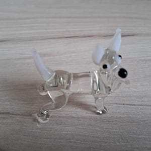 Murano glass miniature dog, terrier, puppy, handblown glass, fused glass, mid Century Italian glass.