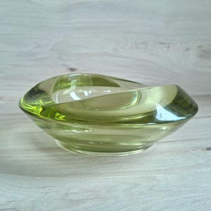 Rosice glass bowl, Czech glass ashtray, Skio Union, Rudolf Jurniki, 1045, mid century 1960s glass ashtray.