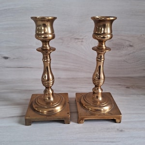 Antique candlesticks, pair of vintage brass candlesticks, candle holders, travelling candlesticks, vintage brass,