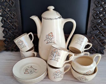 Johnson Brothers Art Deco 'Victorian' pattern coffee set.