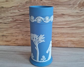 Antike Wedgwood Jaspis Kobalt Zylindervase: Griechisches Dekor.