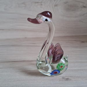 Vintage Murano Glass Swan: Millefiori Miniature, Mid-Century Italian