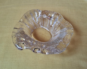 Blenko Ice Glass Bowl: Mid-Century Brutalist Art Glass