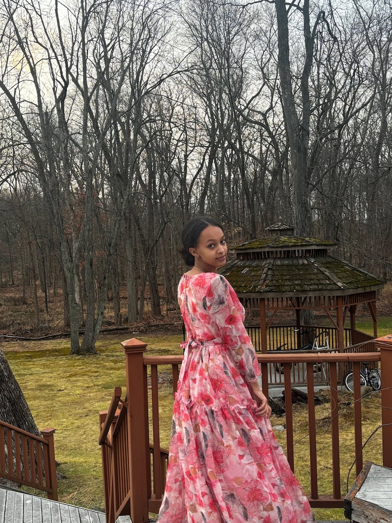Dream On Ruffle Maxi Dress - Pink Tiny Floral
