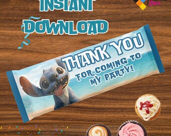 Stitch hersheys, Stitch bar wrapper, Stitch Snack Bags, Stitch chocolate wrapper tempalte, Party Favor Bags, INSTANT DOWNLOAD ST03