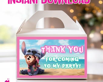 Stitch Gift gable box, Lilo and Stitch Treat Bags, Stitch Snack Bags, Stitch Theme Party Favor Bags, gable box, INSTANT DOWNLOAD LS05