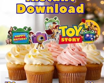 Toy Story cupcake topper, Woody cupcake topper, Buzz Lightyear decoration party, party favors, INSTANT DOWNLOAD - T22