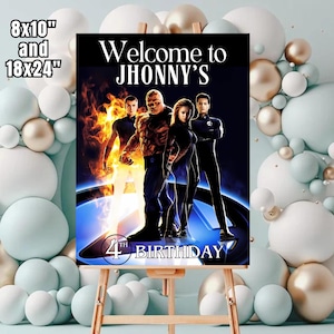 Fantastic four Birthday Party Welcome Sign, Fantastic four Welcome Sign, Fantastic four Birthday Party Welcome Sign, Digital Download F63