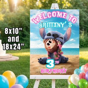 Welkomstbord voor het Lilo Stitch-verjaardagsfeestje, Welkomstbord voor Stitch, Welkomstbord voor het Stitch-verjaardagsfeestje, Feestdecoratie, Digitale download LS05