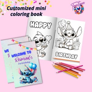 Editable stitch mini coloing book, stitch Coloring book, stitch party favors, Digital Printable | EDITABLE DIGITAL FILE ST03