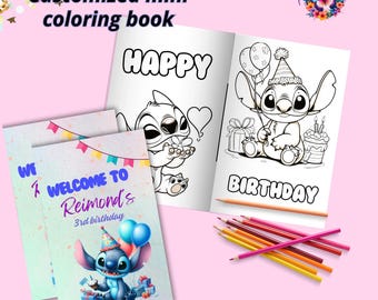 Bewerkbaar Stitch mini-kleurboek, Stitch-kleurboek, Stitch-feestgunsten, digitaal afdrukbaar | BEWERKBAAR DIGITAAL BESTAND ST03