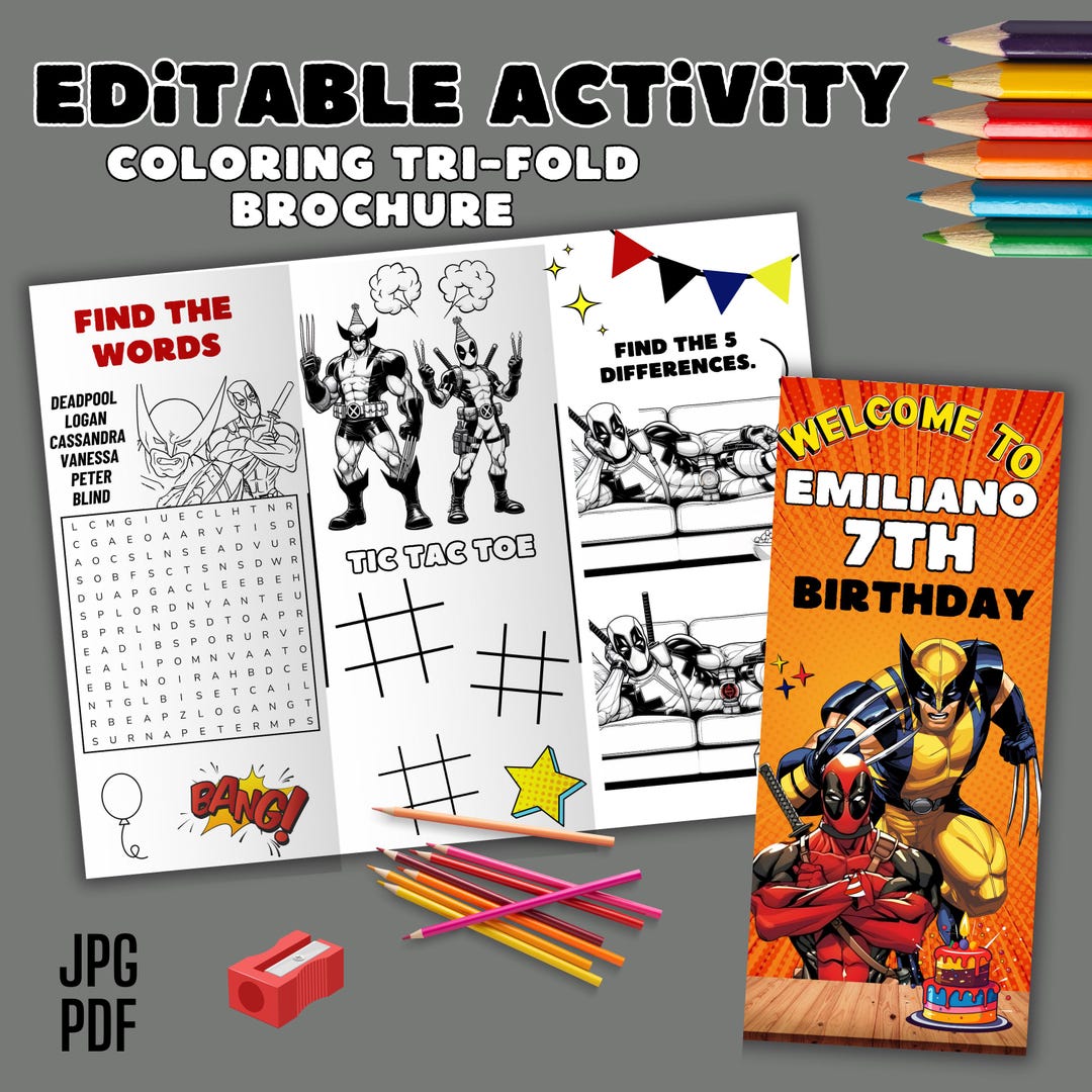 Custom Deadpool Activity Brochure, Deadpool Brochure, Deadpool Trifold ...
