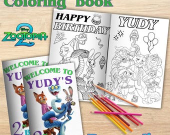 Editable Zootopia2 mini coloring book, Zootopia Coloring book, Zootopia party favors, Zootropolis , EDITABLE DIGITAL FILE Z72