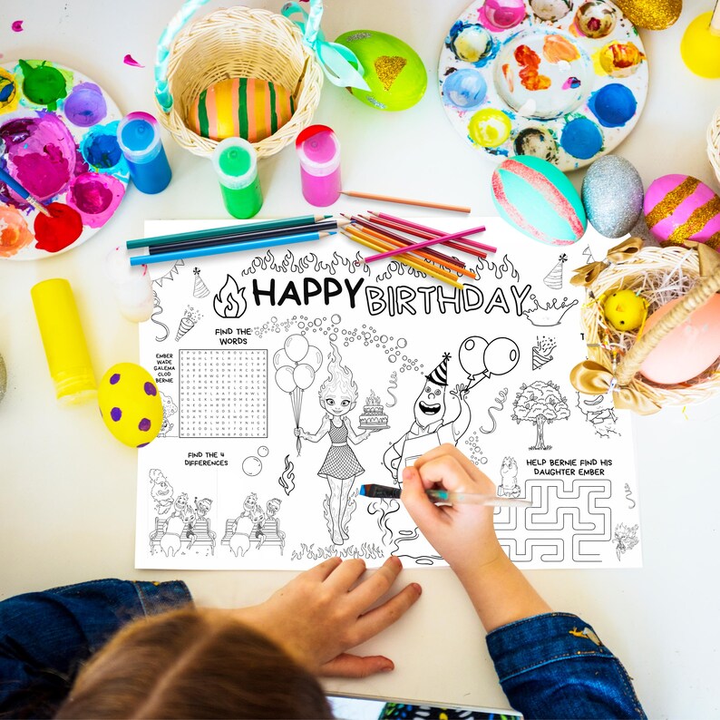 Elemental Color Activity Elemental Coloring Page, Elemental Birthday Placemat, Elemental ...