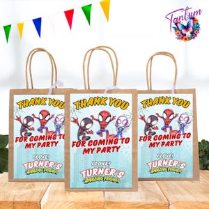 Bearbeitbare Spidey Geschenktütenanhänger, Spidey Leckerlibeutel, Spidey Snackbeutel, Themenparty Gastgeschenkbeutel EDITIERBARE DIGITALE DATEI S11