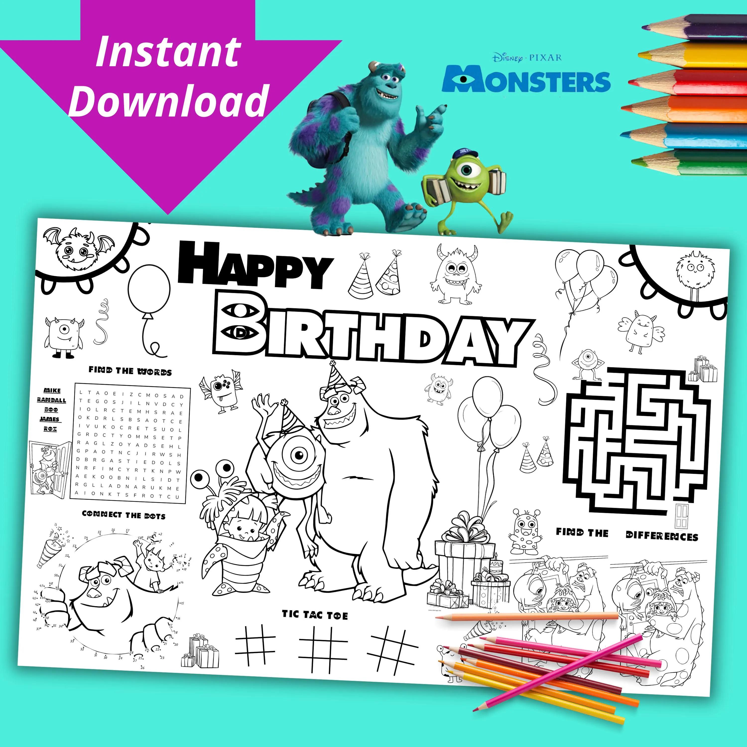 Paint Bucket Coloring Pages and Pixel Art: Disney Pixar Monsters Inc  Coloring Pages and Clip Art, image size:3000x3000