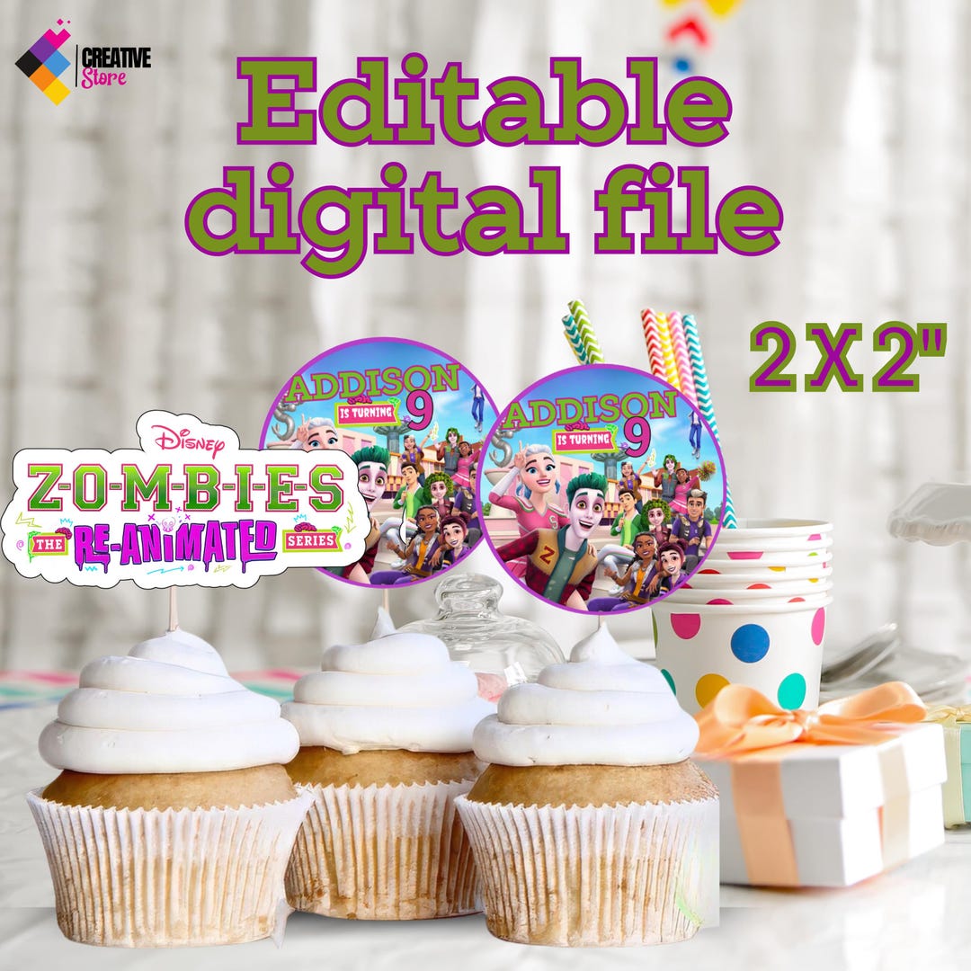 Topper Animation Zombies the Re Animated Cupcake Topper, Zombies Cupcake Topper, Zombies ...