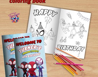 Editable spidey mini coloing book, Spidey Coloring book, Spidey party favors, Digital Printable | EDITABLE DIGITAL FILE S11