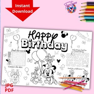 Minnie baby activity placemat, minnie baby coloring page, birthday minnie baby placemat, minnie party,coloring activity,INSTANT DOWNLOAD M09