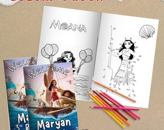 Editable moana mini coloing book, moana 2 Coloring book, vaiana 2party favors, Digital Printable | EDITABLE DIGITAL FILE M06