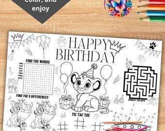 The lion king coloring page, the lion king birthday placemat, activity set, the lion king party ,coloring activity, INSTANT DOWNLOAD LK17