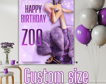 Gazelle Background Design, Personalized Banner, Zootopia Birthday Party, Decoration, Custom Sign, Custom Backdrop design, DIGITAL FILE G94