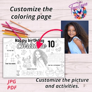 Customized Photo Coloring Page, Personalized Coloring Page, Party Activity Sheet, Photo Coloring Page, Custom Coloring Page, Birthday Party