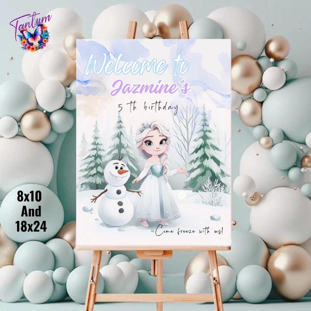 Watercolors Frozen Welcome Sign, Frozen Welcome Poster, Frozen Birthday ...