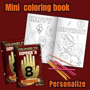 Editable gravity falls mini coloing book, Gravity falls Coloring book,Gravity falls party favors,Digital Printable,EDITABLE DIGITAL FILE G15