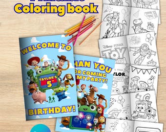 Editable Toy Story mini coloring book, Toy Story Coloring book, Toy Story favors, EDITABLE DIGITAL FILE - T22