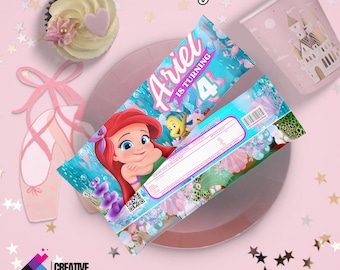 Little mermaid friends chocolate bar wrapper, Little mermaid chocolate Hershey's template, Hershey's chocolate wrapper, DIGITAL FILE S10