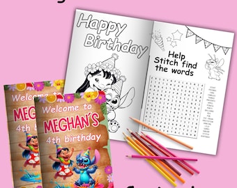 Editable lilo and stitch mini coloing book with activities, Lilo and stitch Coloring book, Digital Printable | EDITABLE DIGITAL FILE LS05