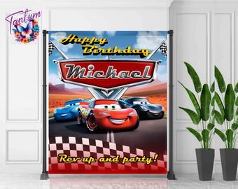 Cars Backdrop, Custom Banner, Cars Birthday Party, Cars Decor, Custom Backdrop, Mcqueen banner, Digital File C12
