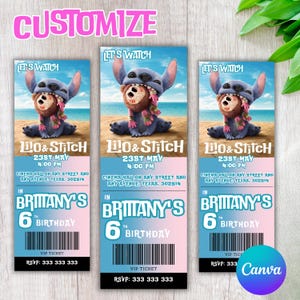 Invitation d'anniversaire Lilo et Stitch, Invitation numérique imprimable pour billets Lilo et Stitch, Billet imprimable, LS05