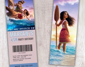 Moana Ticket Invitation, Moana Birthday Invite, Moana Digital Printable Tickets Invite, Printable Moana Ticket, M06