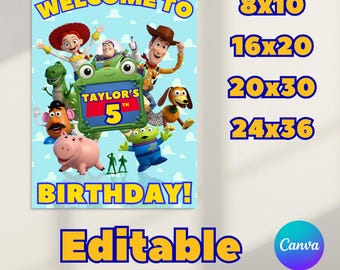 Toy Story Welcome Sign, Toy Story Welcome Poster, Toy Story Birthday Sign, Editable Welcome Board, EDITABLE DIGITAL FILE - T22