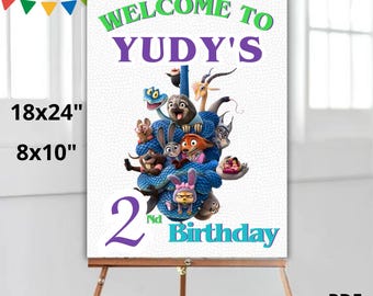 Zootopia2 Welcome Sign, Zootopia Welcome Poster, Zootropolis Birthday Sign, Editable Welcome Board, Customized Sige, Z72
