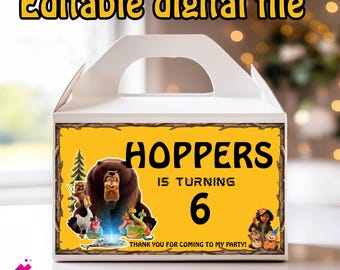 Hoppers gable box, Hoppers Party, Hoppers Custom gable box, Hoppers Personalized kids luxe picnic meal boxes, DIGITAL FILE - H102