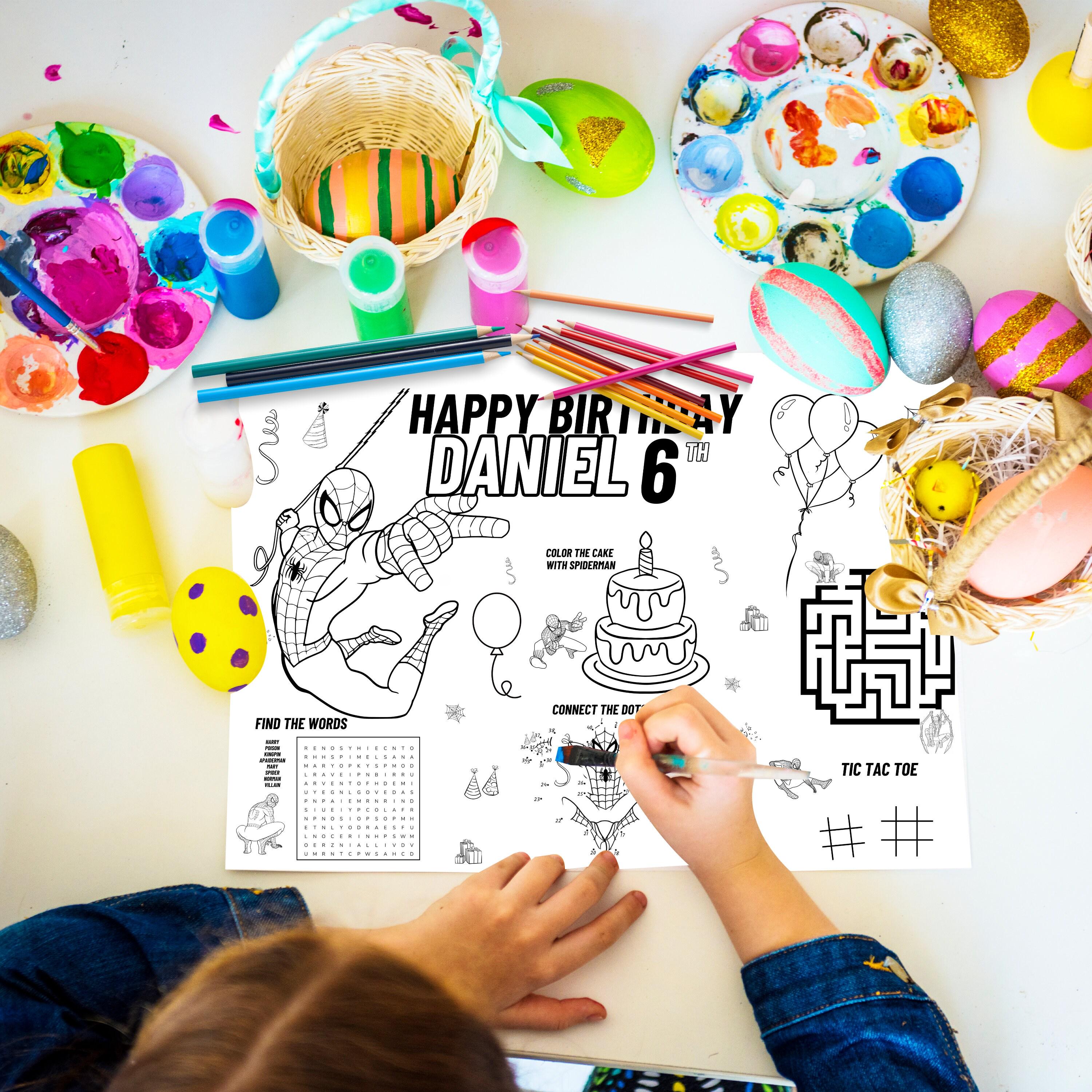 Editable Spiderman Coloring Page, Spiderman Birthday Placemat ...