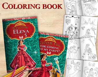 Editable Elena of Avalor mini coloring book, Disney Princess Coloring book, Zootopia party favors, EDITABLE DIGITAL FILE - E123