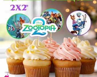 Zootopia cupcake topper, Zootopia2 cupcake topper, Zootopia decoration party, Zootropolis party favors, INSTANT DOWNLOAD Z72